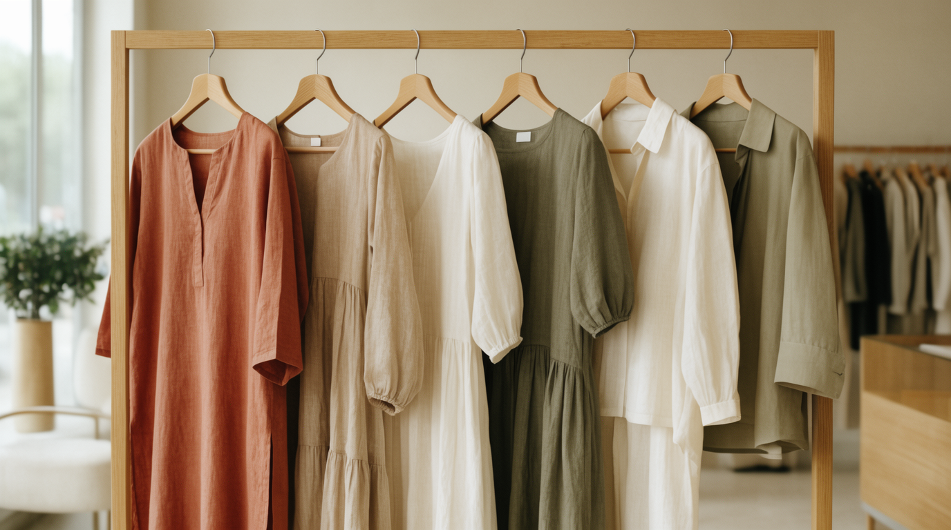 Curated clothing rack in a boutique