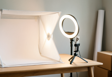Home product photography setup scene