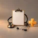 A minimal medical still life with a stethoscope on a clean surface