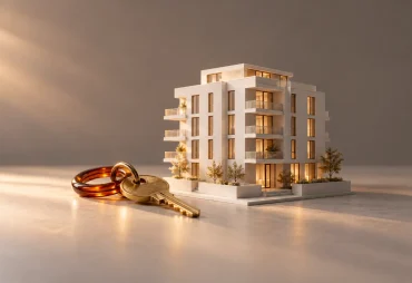 Modern apartment model with a golden key for real estate Google Ads