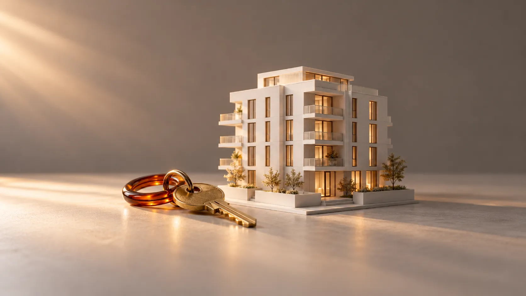 Modern apartment model with a golden key for real estate Google Ads