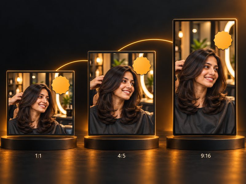 One ad design delivered in 1:1, 4:5 and 9:16 sizes