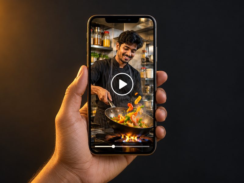Short reel video ad playing on a phone
